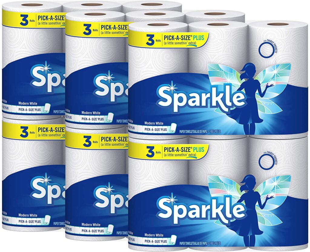 Sparkle® Paper Towels, 18 Pick-A-Size Plus Rolls = 37 Regular Rolls, 116 2-Ply Sheets Per Roll