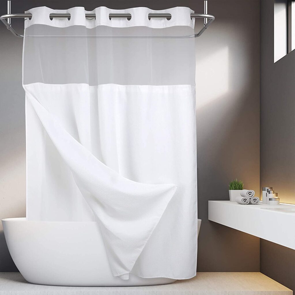 Hookless Waffle Fabric Shower Curtain
