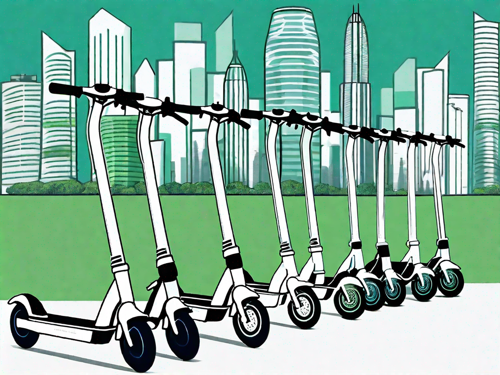 Various e-scooters from different brands