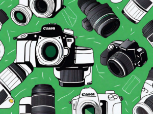 A canon and nikon dslr camera side by side