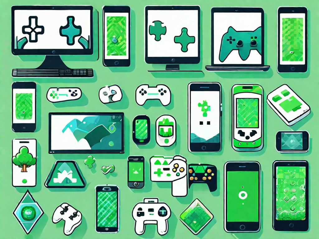 Various mobile devices displaying a range of popular mobile games