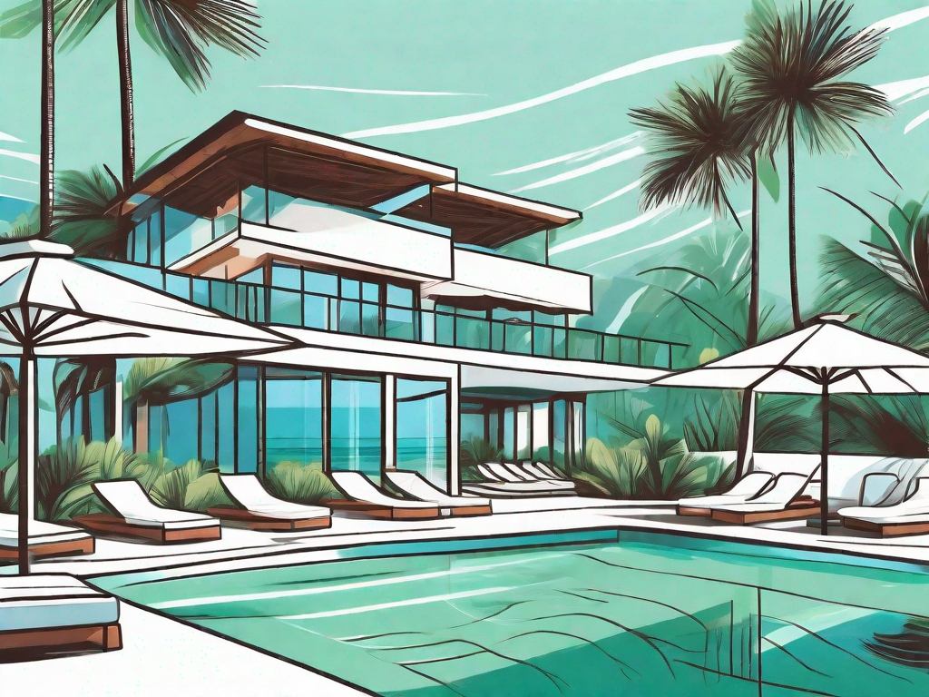 A luxurious all-inclusive resort with various amenities like a pool