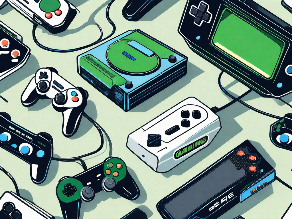A collection of vintage gaming consoles
