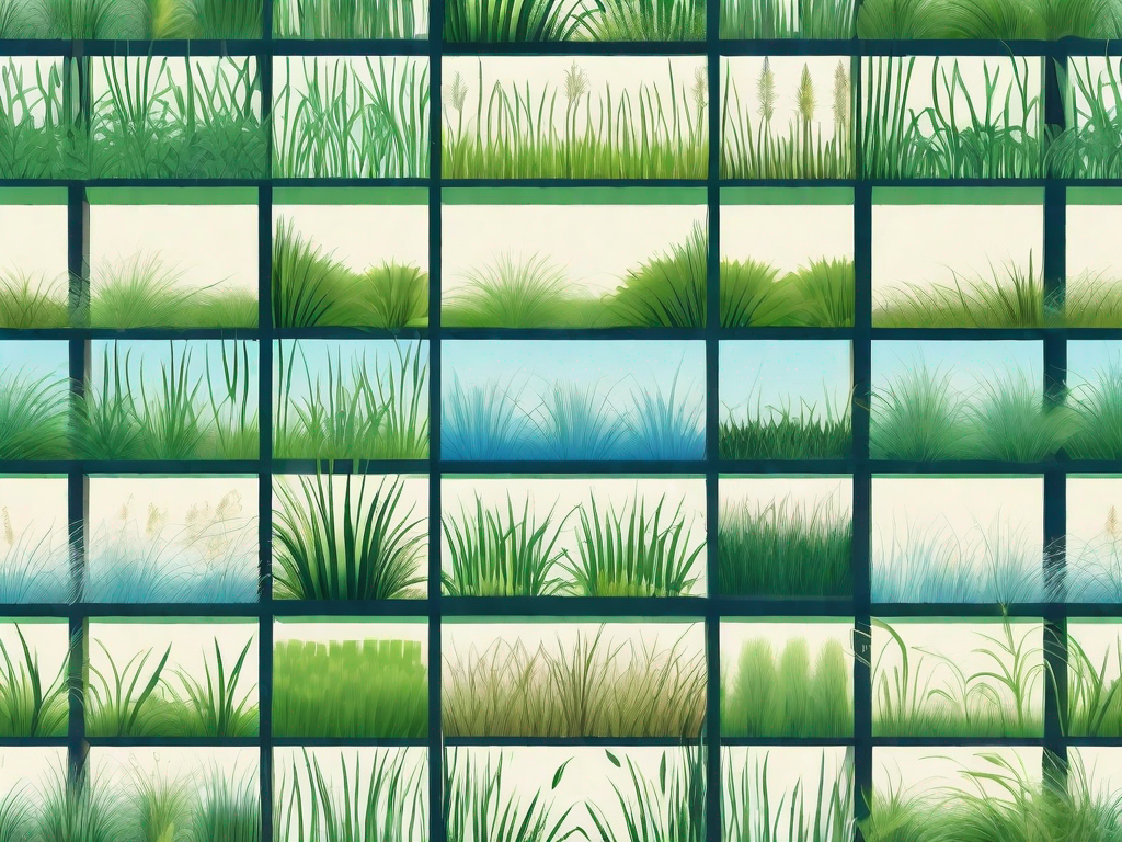 Different types of grass seeds placed in separate sections