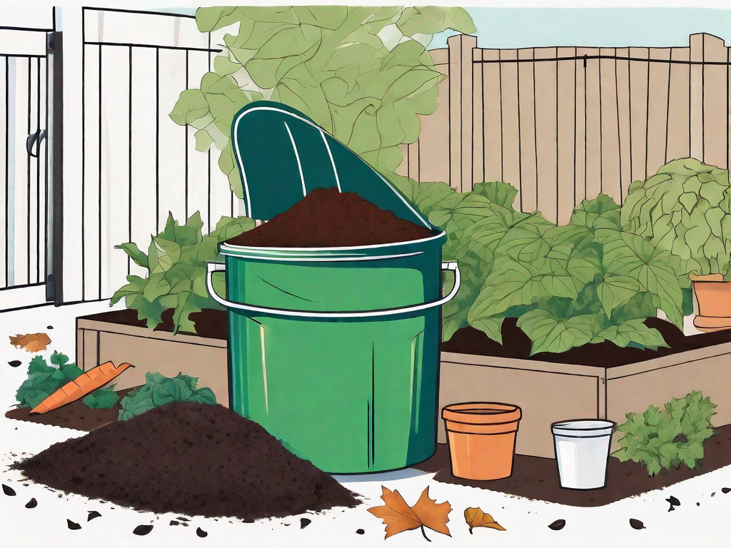 A well-organized compost bin in a home garden