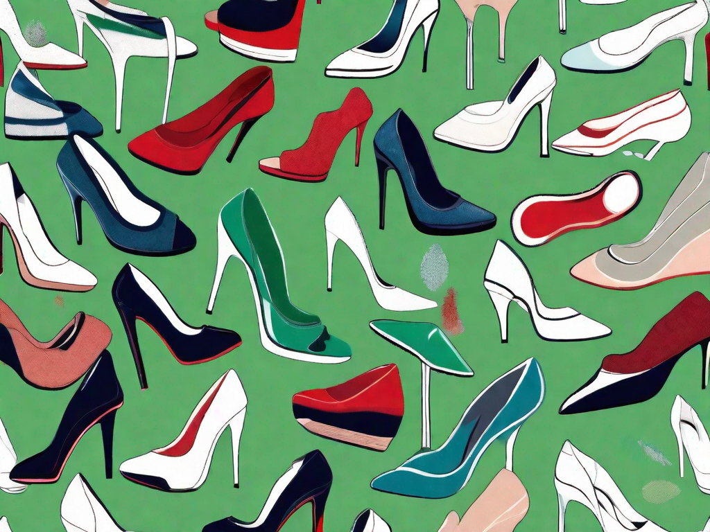 A variety of high-heeled shoes with soft cushioning visible inside