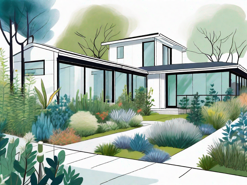 A diverse garden design showcasing various native plants