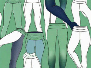 Several pairs of yoga pants in different styles and colors