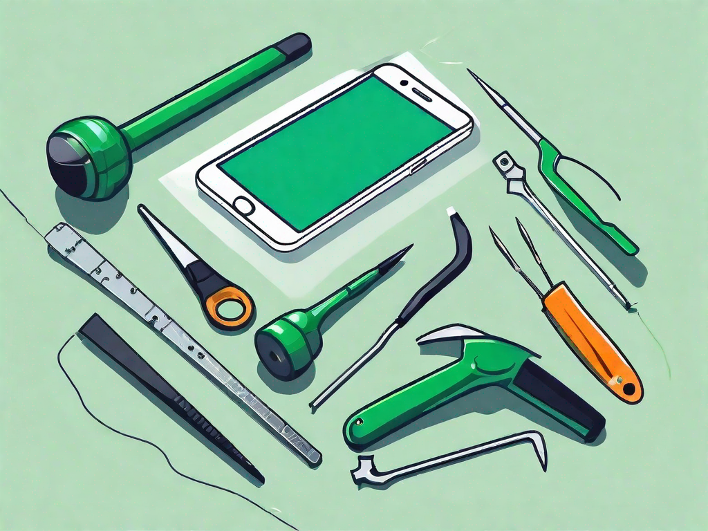 A broken smartphone with a new screen beside it