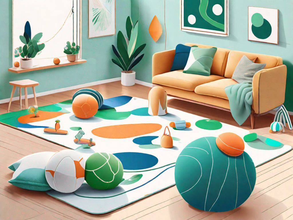 A variety of colorful and textured play mats and gyms