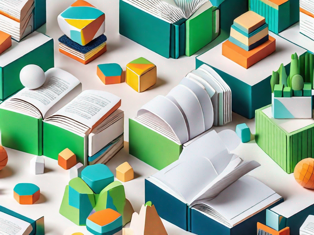 A colorful and engaging scene featuring a variety of interactive books with different textures