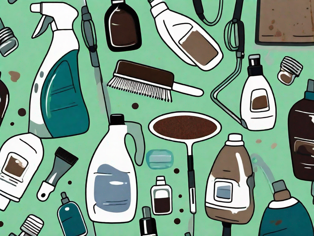 Various carpet cleaning tools and products