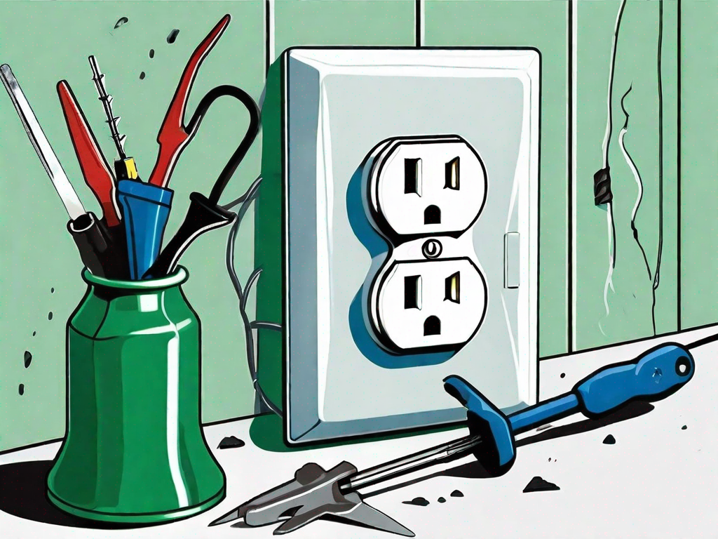 A damaged electrical outlet with a new one beside it