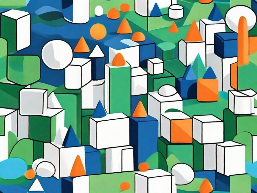 A variety of colorful soft blocks in different shapes and sizes