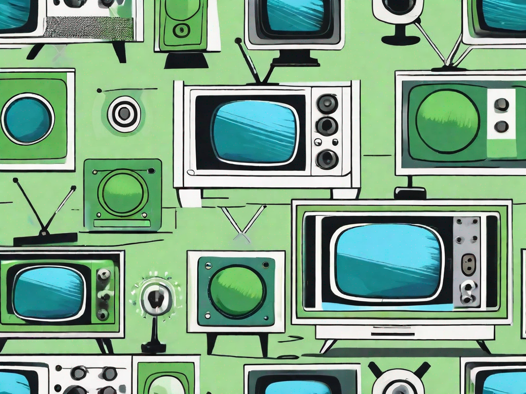 A television set with various adjustment knobs and sliders