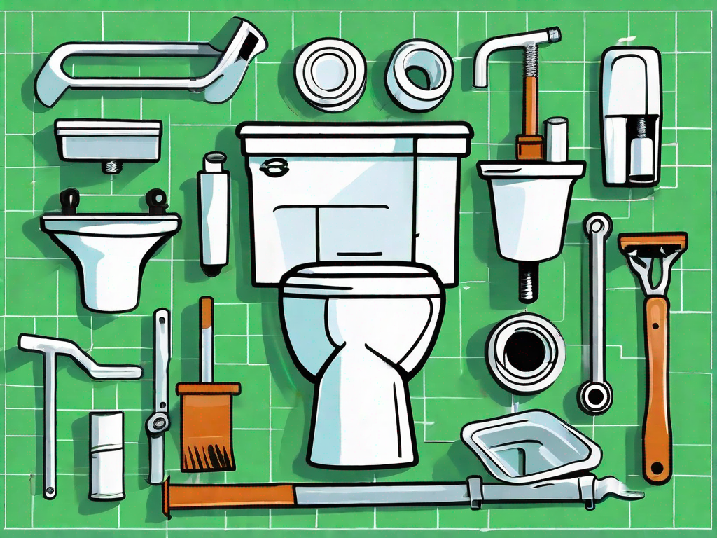 A running toilet with various parts labeled