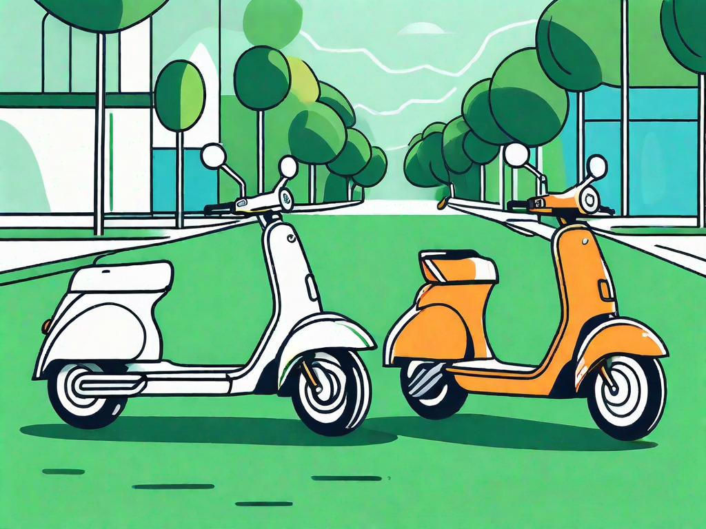 Two different types of scooters side by side