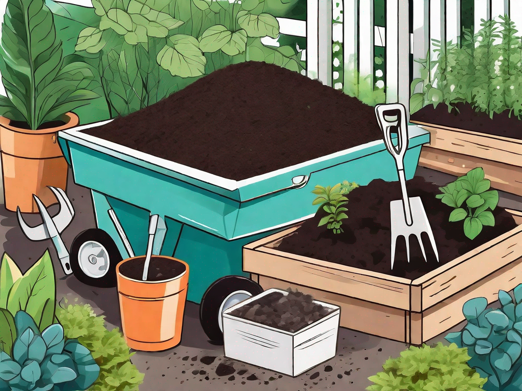 A well-organized backyard compost pile with layers of organic materials