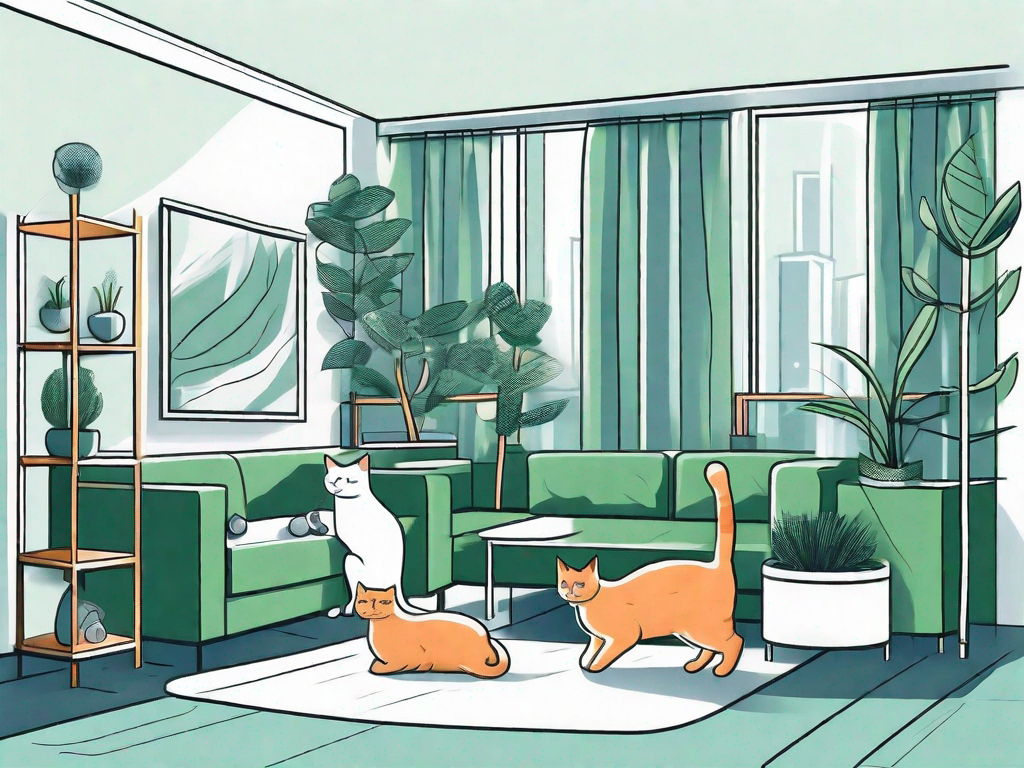 Several different types of cat trees