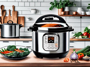The instant pot duo on a kitchen countertop