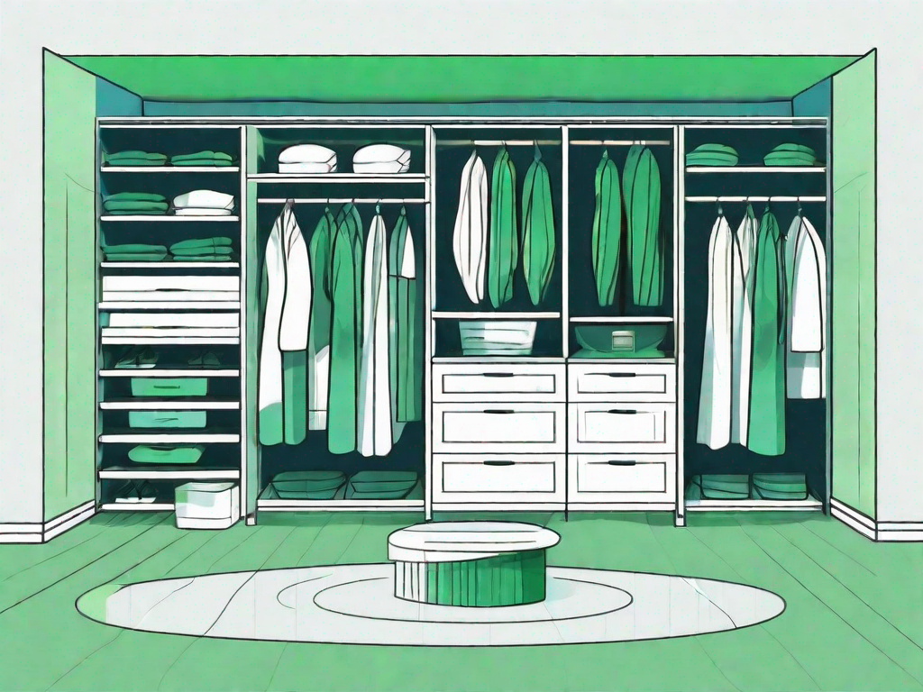 A spacious walk-in closet showcasing various design elements like racks