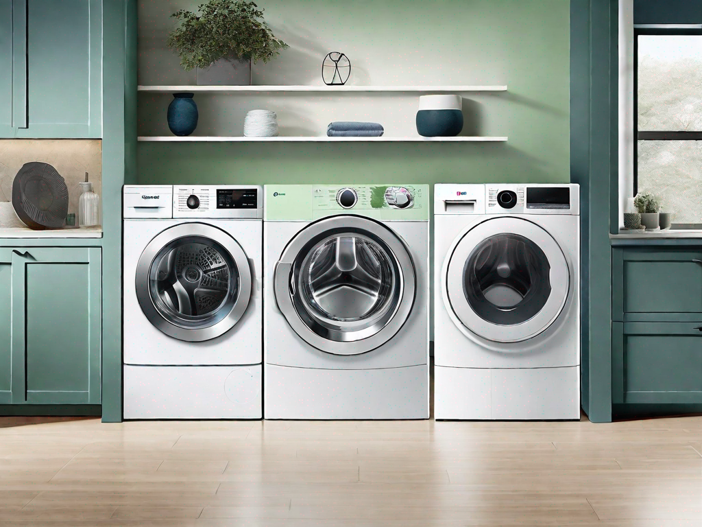 A bosch and whirlpool washer and dryer side by side