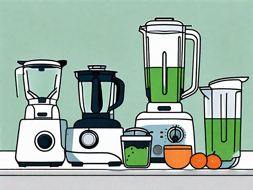 A variety of kitchen gadgets such as a blender