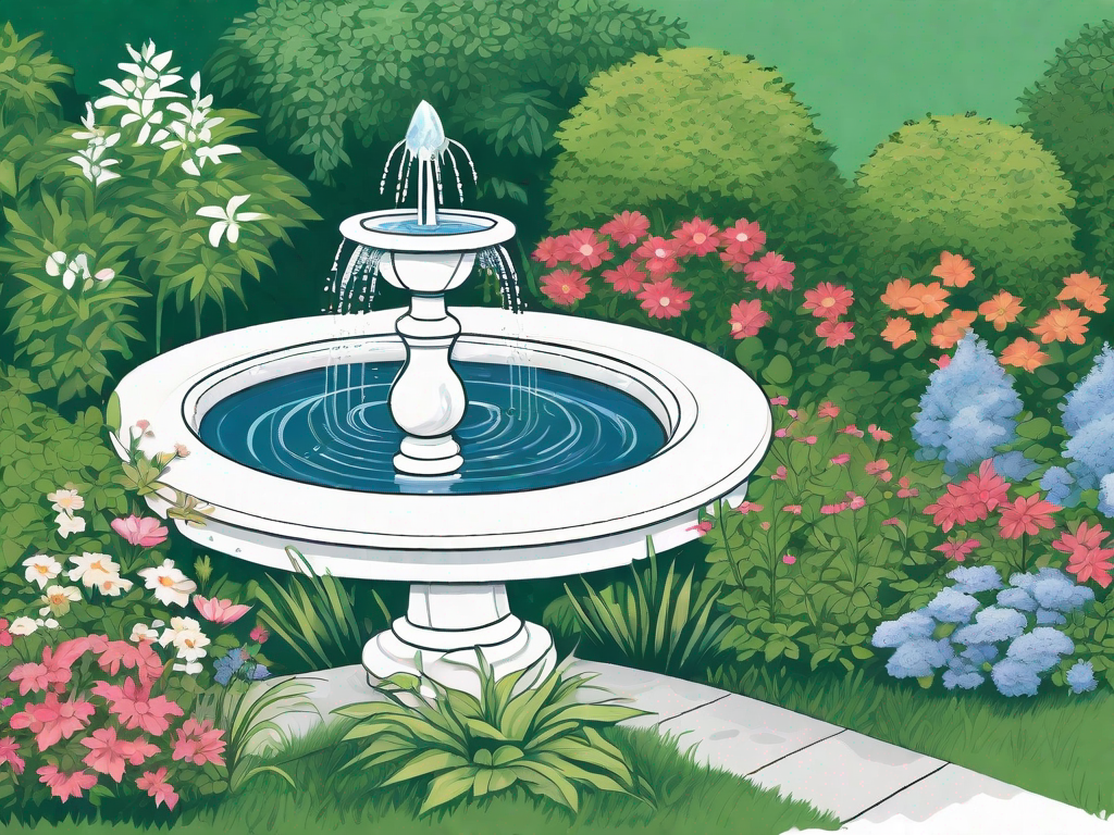Various types of garden water features such as a fountain