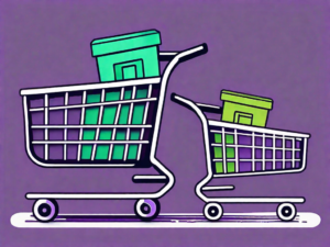 Two shopping carts racing on a digital track