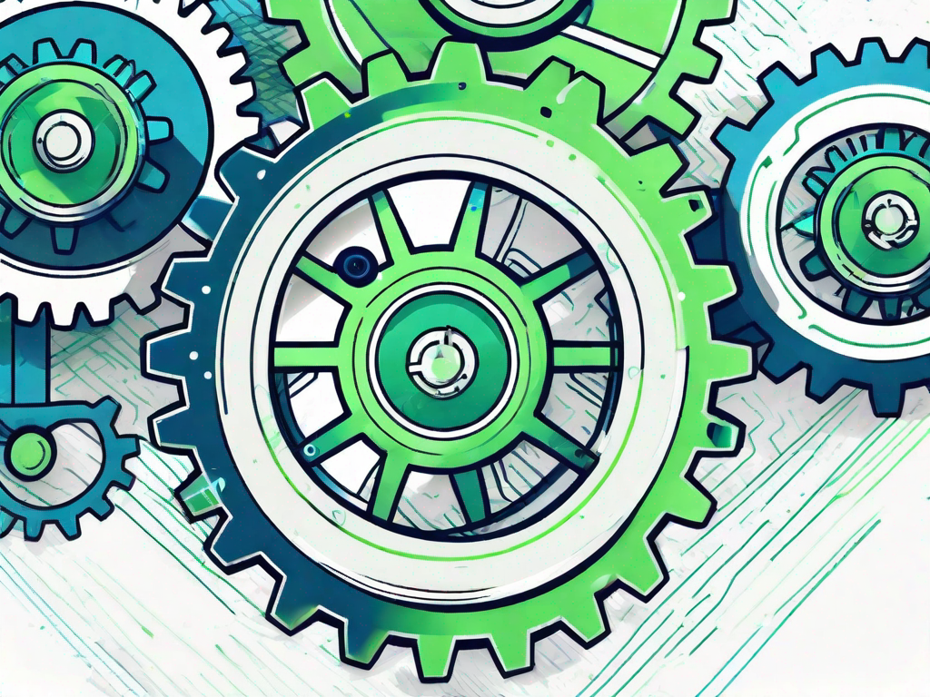 A series of interconnected gears