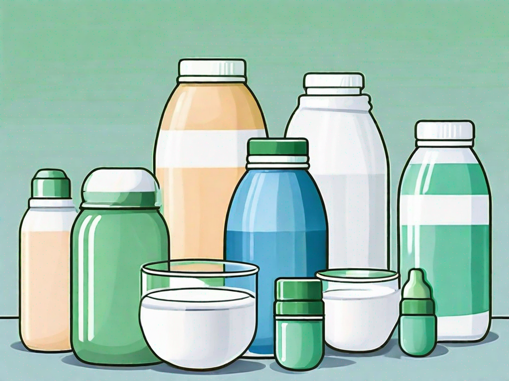 A variety of baby formula cans and a bottle of breastmilk