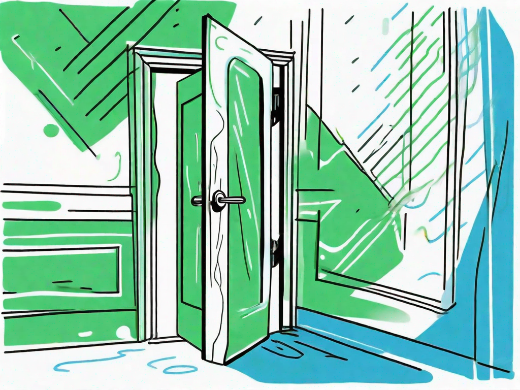 A door slightly ajar with a visible hinge