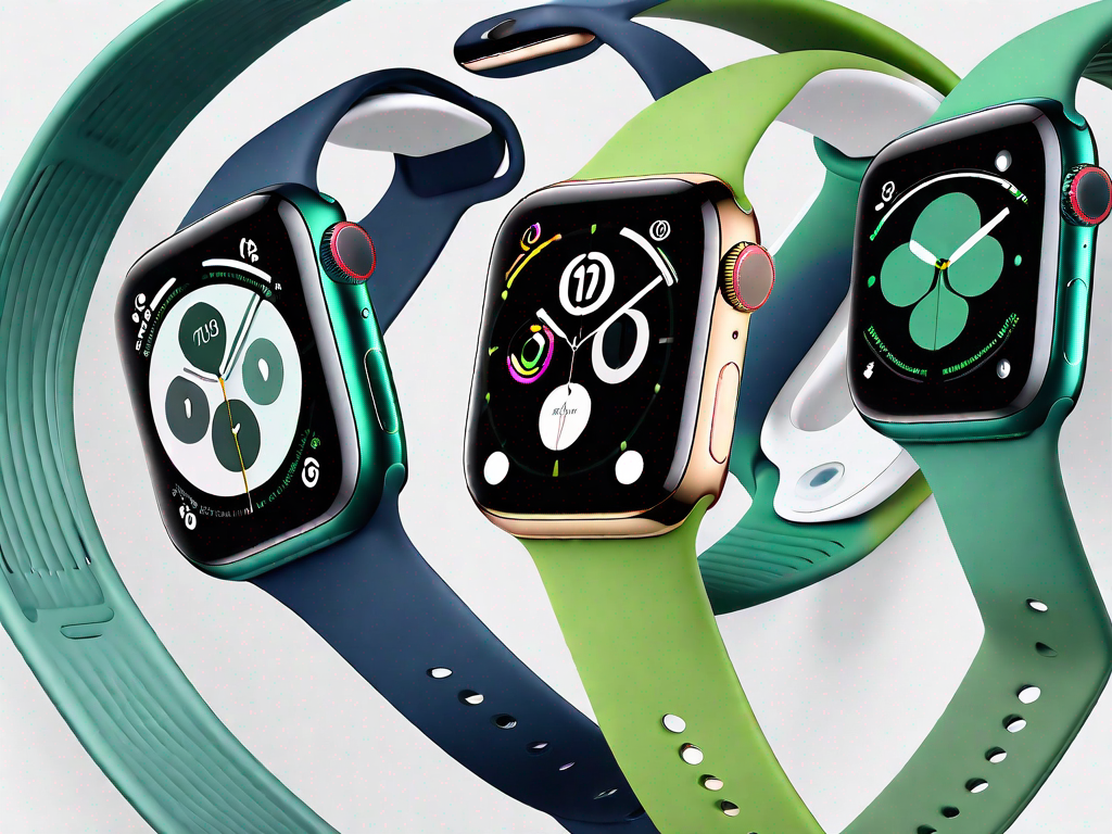 The apple watch series 7 showcasing its sleek design and prominent features like the larger