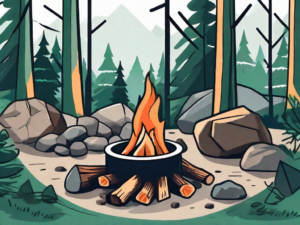 A safe campfire setup in the woods